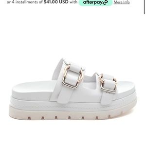 Jslides White Leather size 7 Women’s.